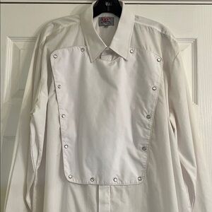 Vintage ELY Diamond White Pearl Snap Bib Front Men’s Shirt Size XL